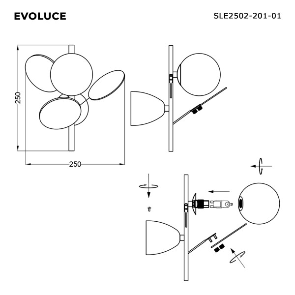 SLE2502-201-01 Светильник настенный Золотистый/Разноцветный G9 LED 1*5W VOLA