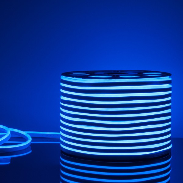 Светодиодный гибкий неон 220 В 9.6 Вт/м 120Led/м 2835 IP67, односторонний, синий, 50 м Гибкий неон 220V 9,6W 120Led 2835 IP67 односторонний синий, 50 м