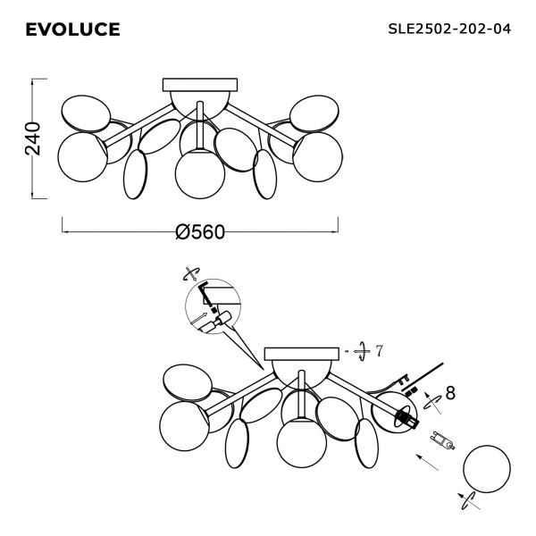 SLE2502-202-04 Светильник потолочный Золотистый/Разноцветный G9 LED 4*5W VOLA