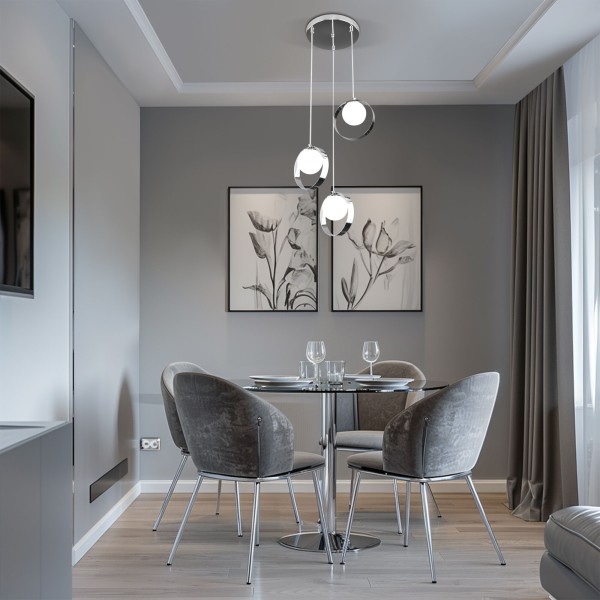 Подвесной светильник со стеклянными плафонами 50205/3 хром