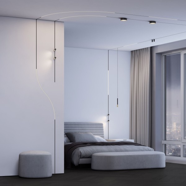 Mini Magnetic Шинопровод под ГКЛ 12,5мм черный Ø1200 85221/00