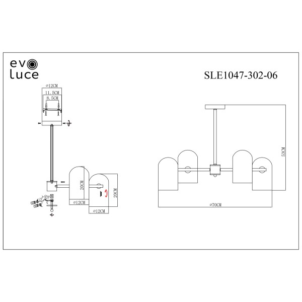 SLE1047-302-06 Светильник потолочный Бронза/Молочно-белый E14 6*40W NOBILIA